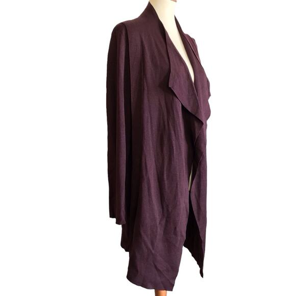 Akris Cashmere Silk Knit Waterfall Front Eggplant Purple Cardgian Sweater 16 - Picture 4 of 13